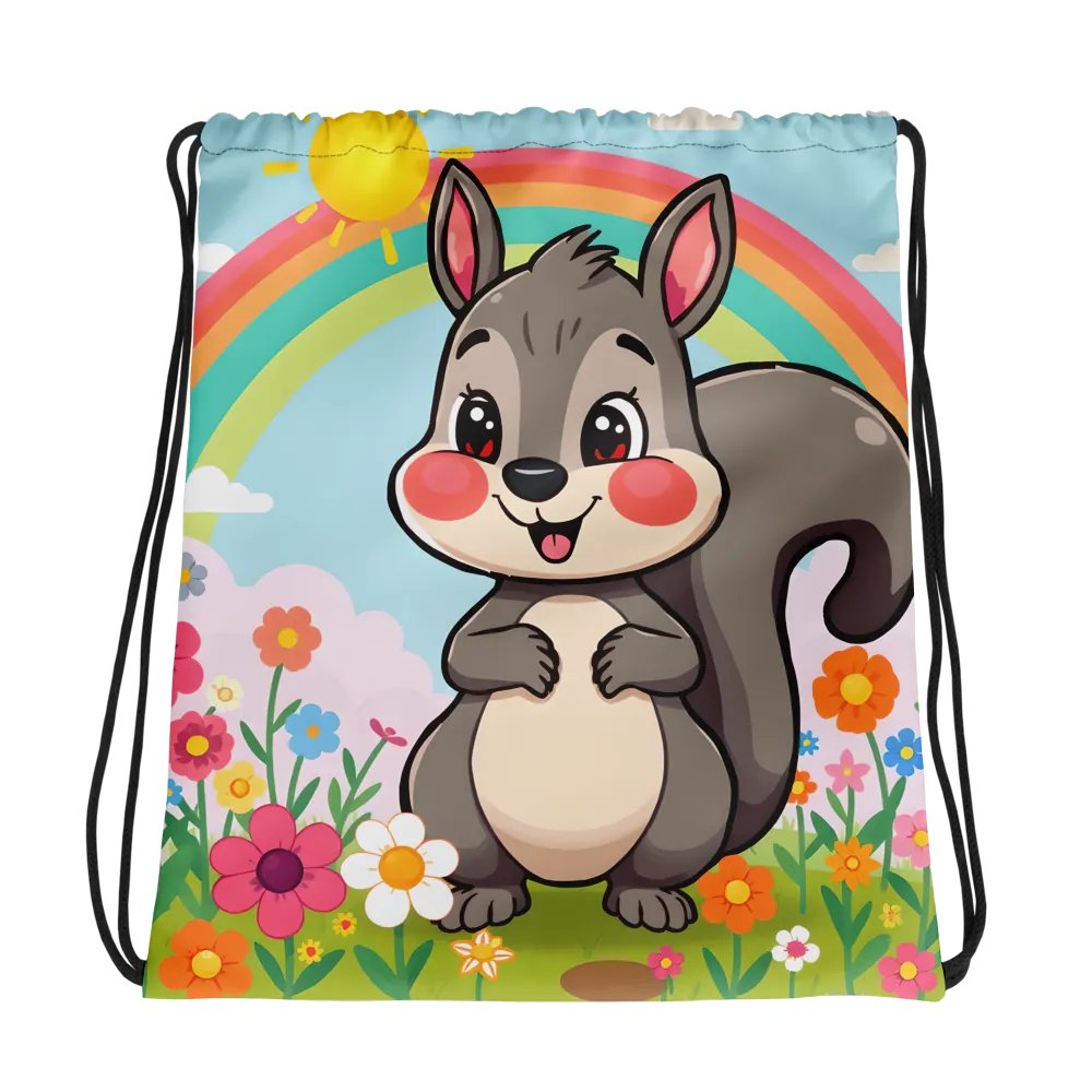 Rainbow Squirrel All-Over Drawstring Adventure Bag product image (1)