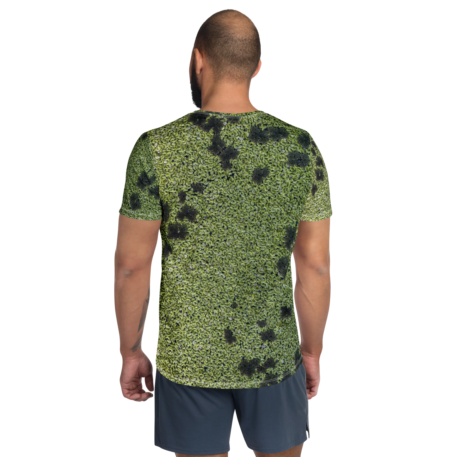 Verdant Life: Green Seeds Athletic T-Shirt | All-Over Print Performance Workout Tee | Earthy Green Moisture-Wicking Gym Shirt product image (2)