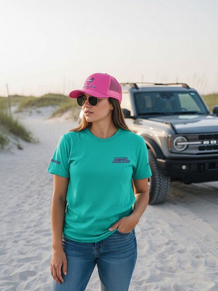 2026 Bronco Beach Bash OBX X Destination Bigfoot Bronco Collab | Bella + Canvas Supersoft T-Shirt (Multiple Colors Available) product image (1)