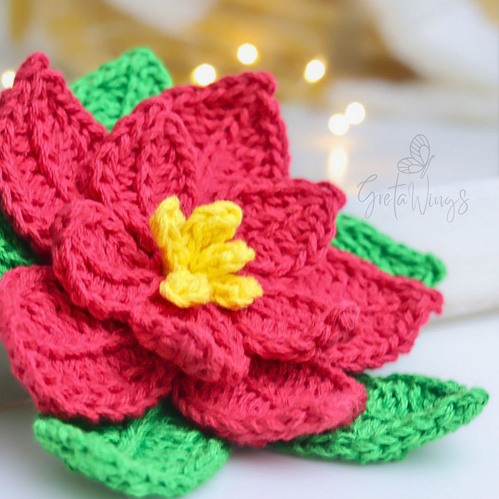 PDF Pattern: Crochet Poinsettia Flower – Christmas Ornament & Wreath Embellishment product image (2)