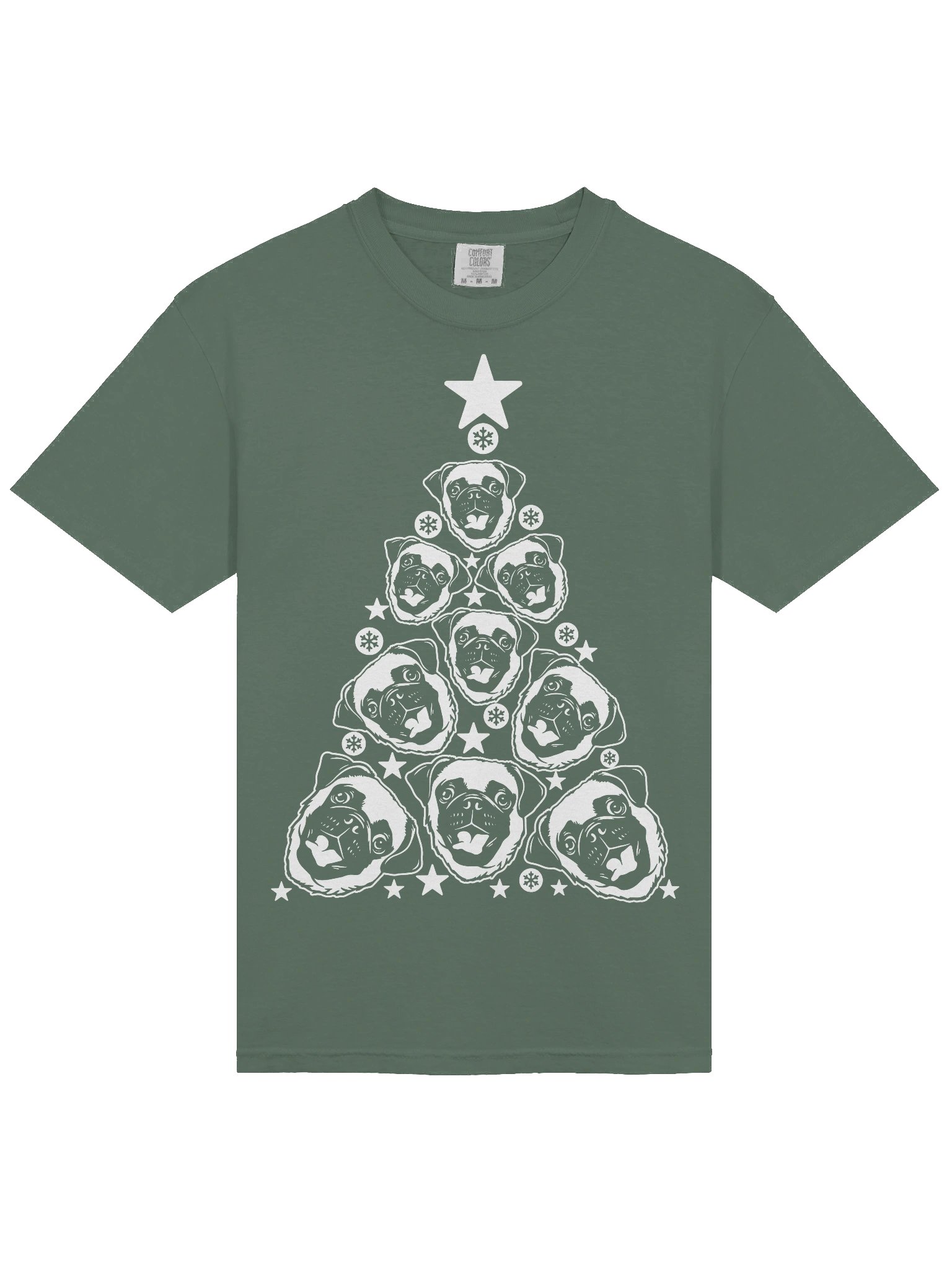 Pug(2) Christmas Tree T-Shirt product image (5)