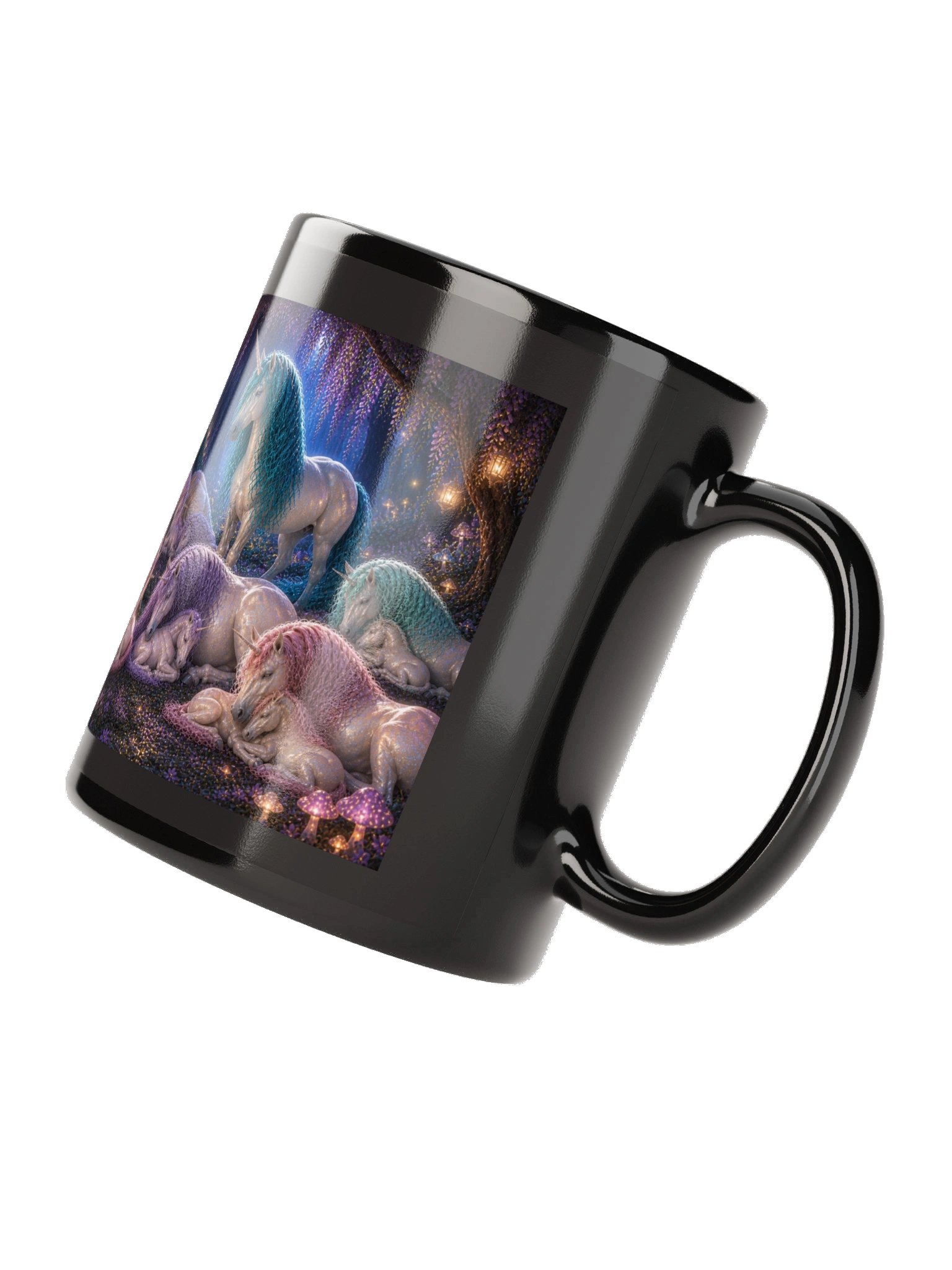 Sleeping Unicorns Black Glossy Mug product image (10)