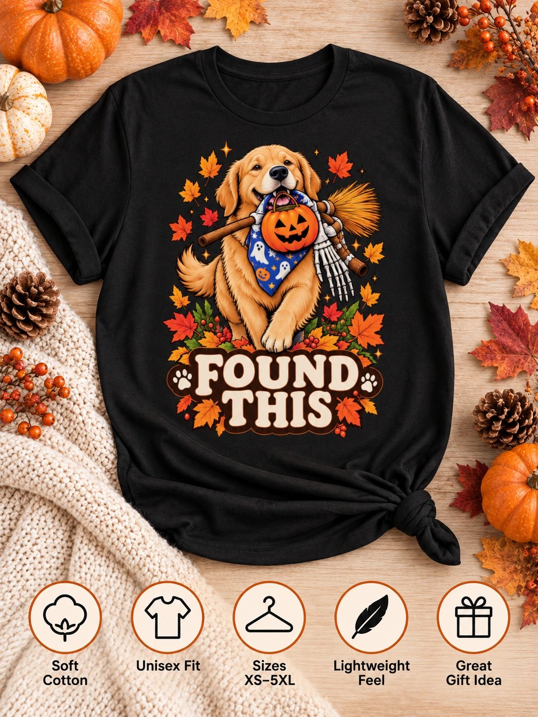 Golden Retriever Halloween T-Shirt – Found This product image (3)