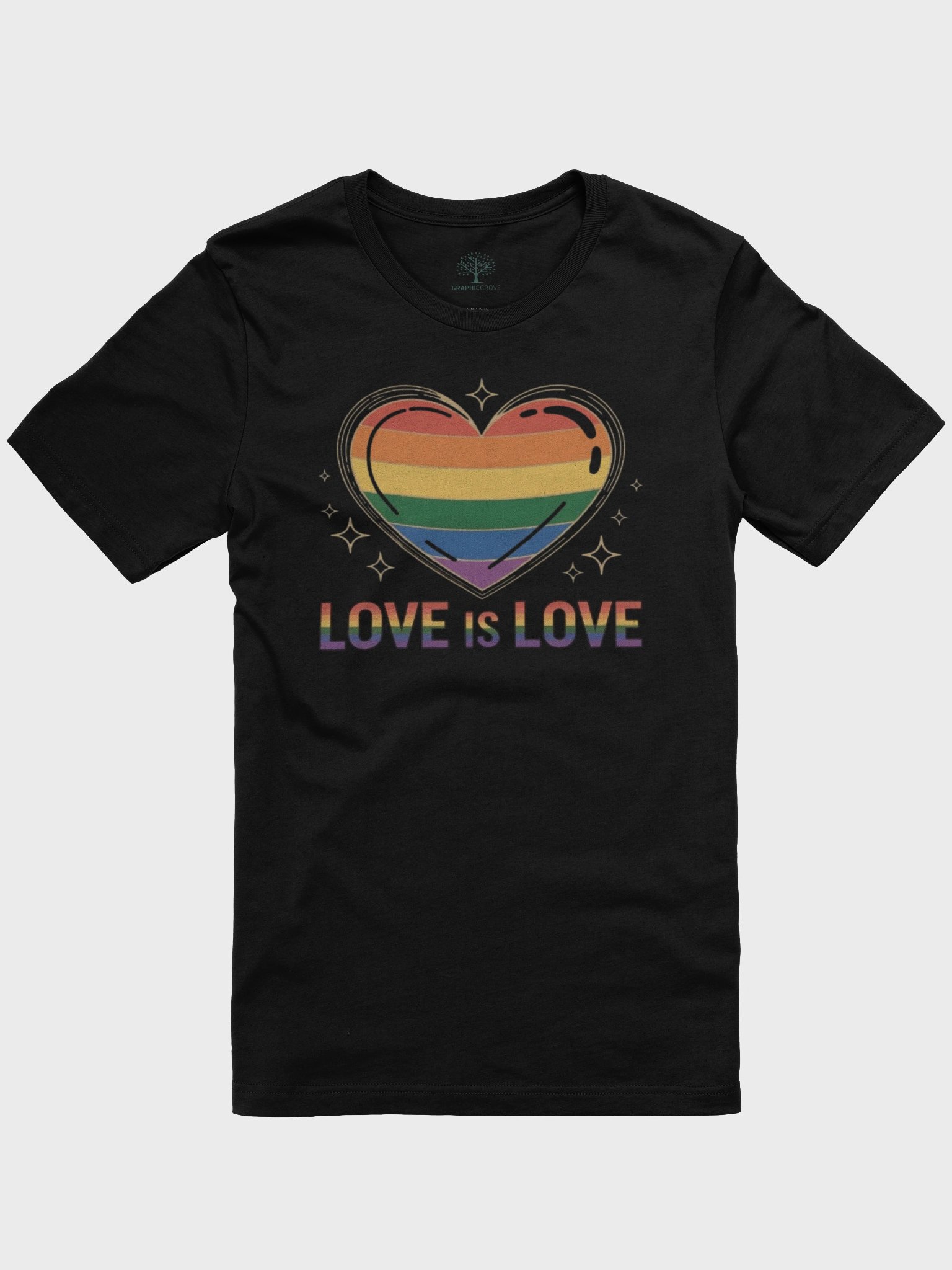 Unisex 'Love Is Love' Rainbow Heart Pride T-Shirt by Graphic Grove product image (3)