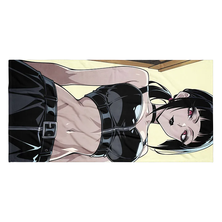 Luna Rain Original Character Emo Beach Towel | Red Eyes Latex Pose Aesthetic Cotton Terry product image (2)