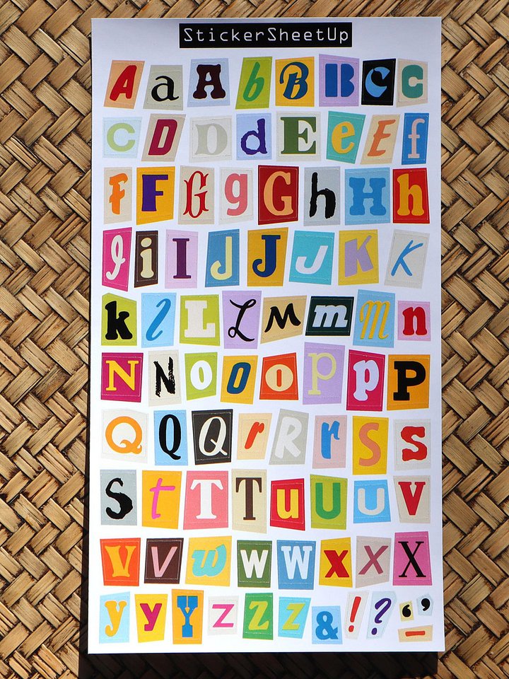 Ransom Note Alphabet Sticker Sheet 002 product image (1)