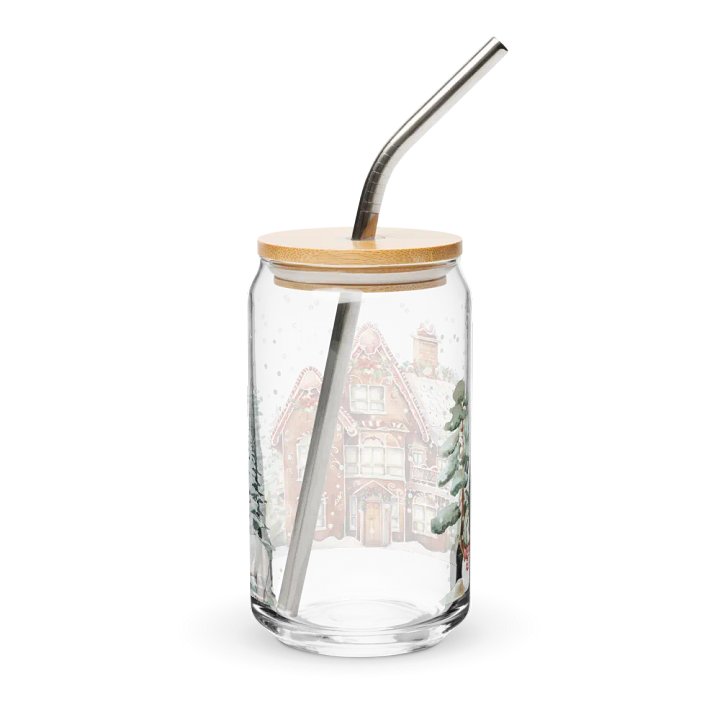 Winter Wonderland Gingerbread House Can-Shaped Glass product image (2)
