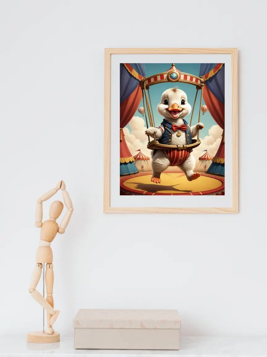 Circus Baby Goose on a Swing Kid Nursery Print Child Wall Art product image (4)
