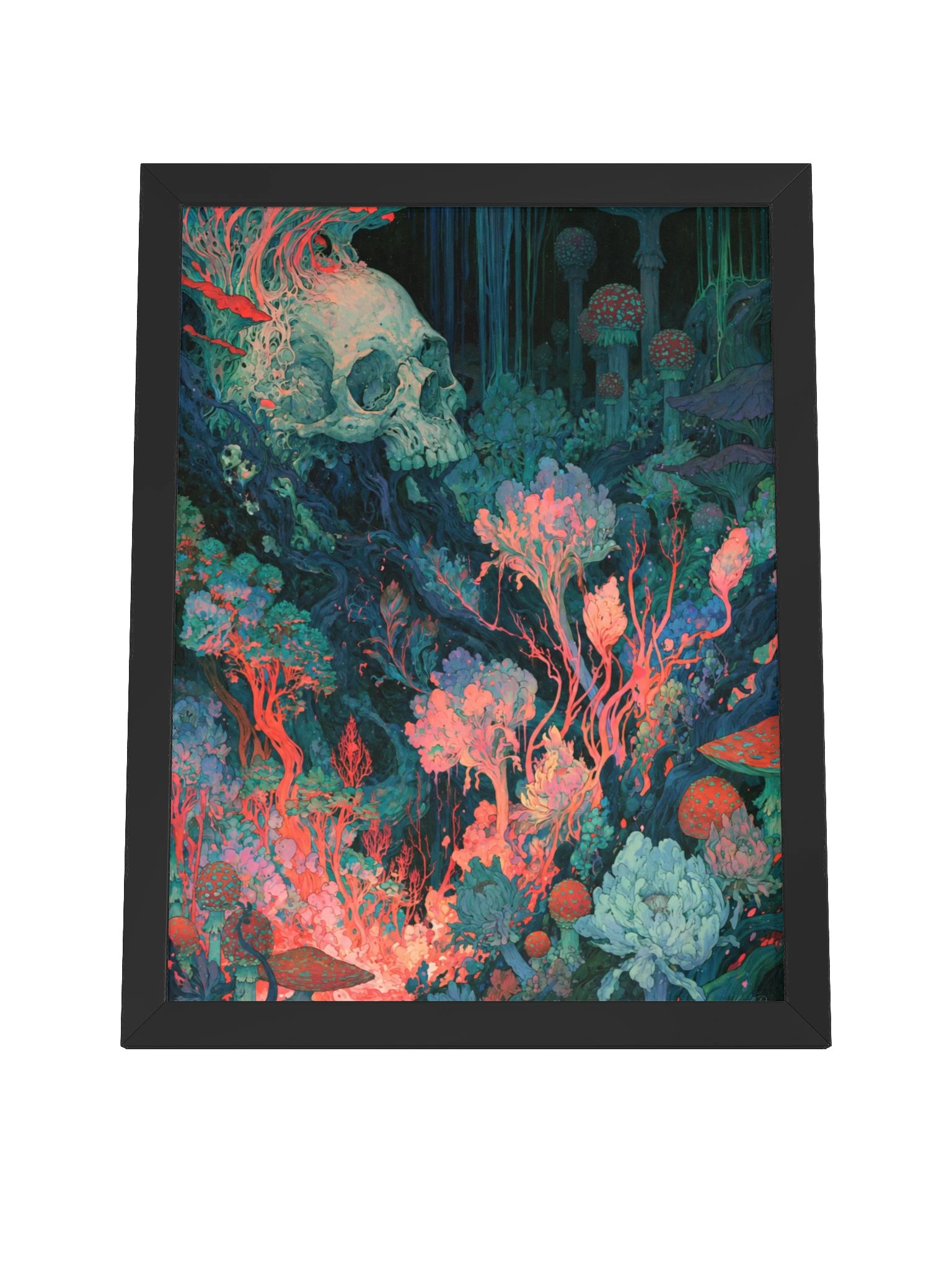 Mushroom Skull Framed Art Print — Skull in the Mushroom Garden product image (8)