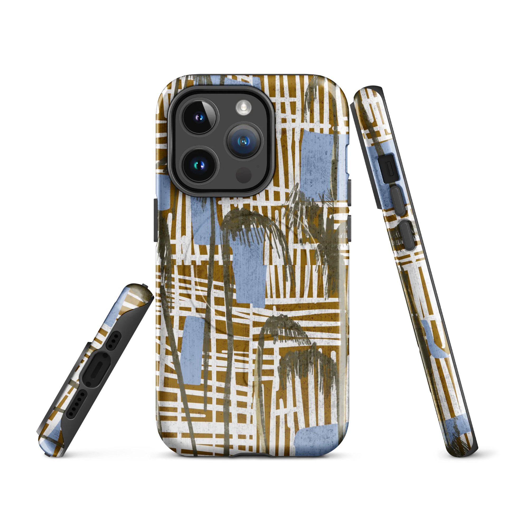Tropical Palm Grid MagSafe® Tough Case in Azul product image (1)