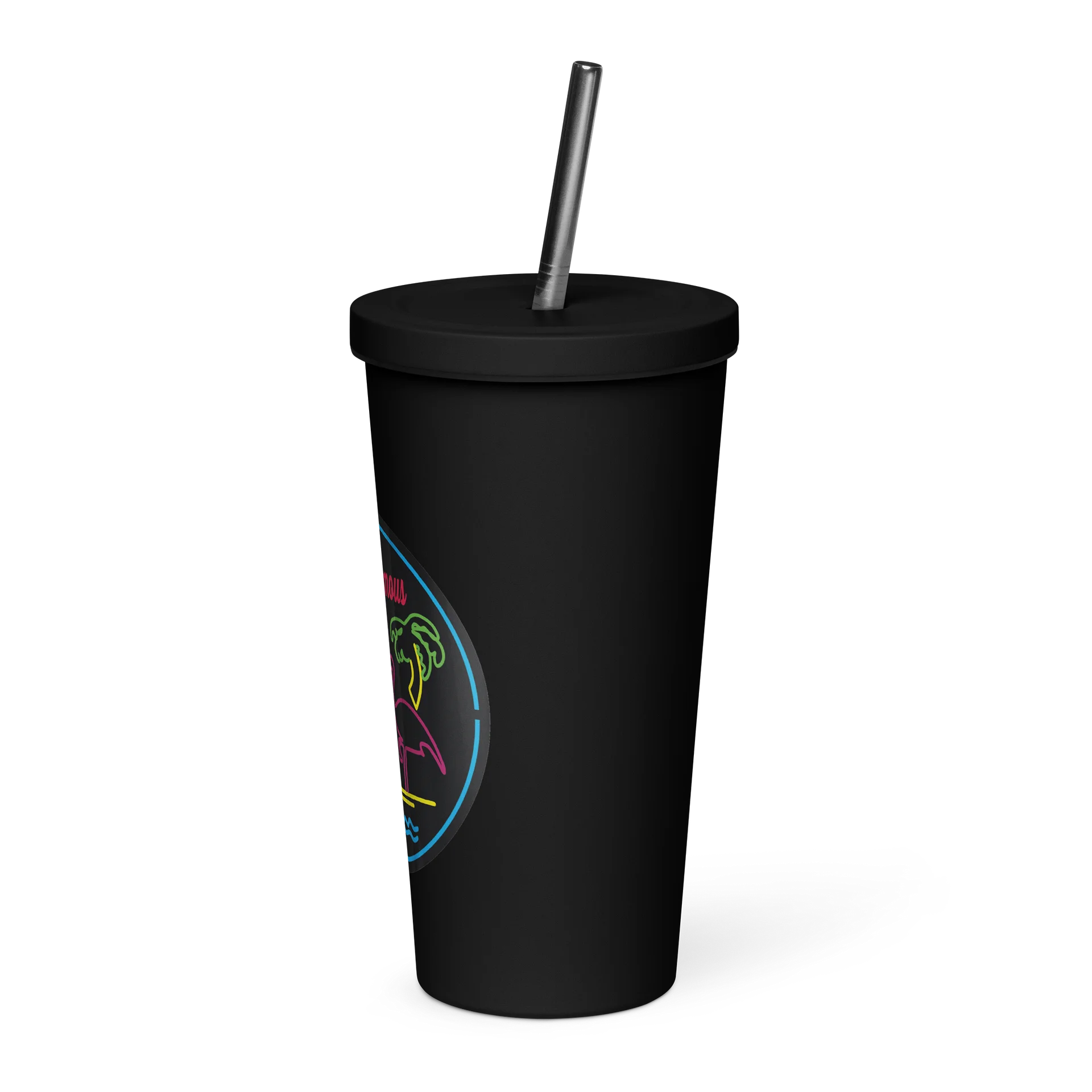 Elbo Room World Famous Neon Flamingo Matte Straw Tumbler | 20oz Black product image (3)