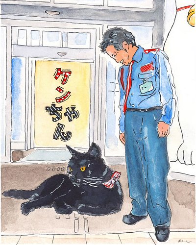 my favorite true cat story is the tale of ken chan, the onomichi city museum of art cat @onomichi_museum.  a stray black cat,...