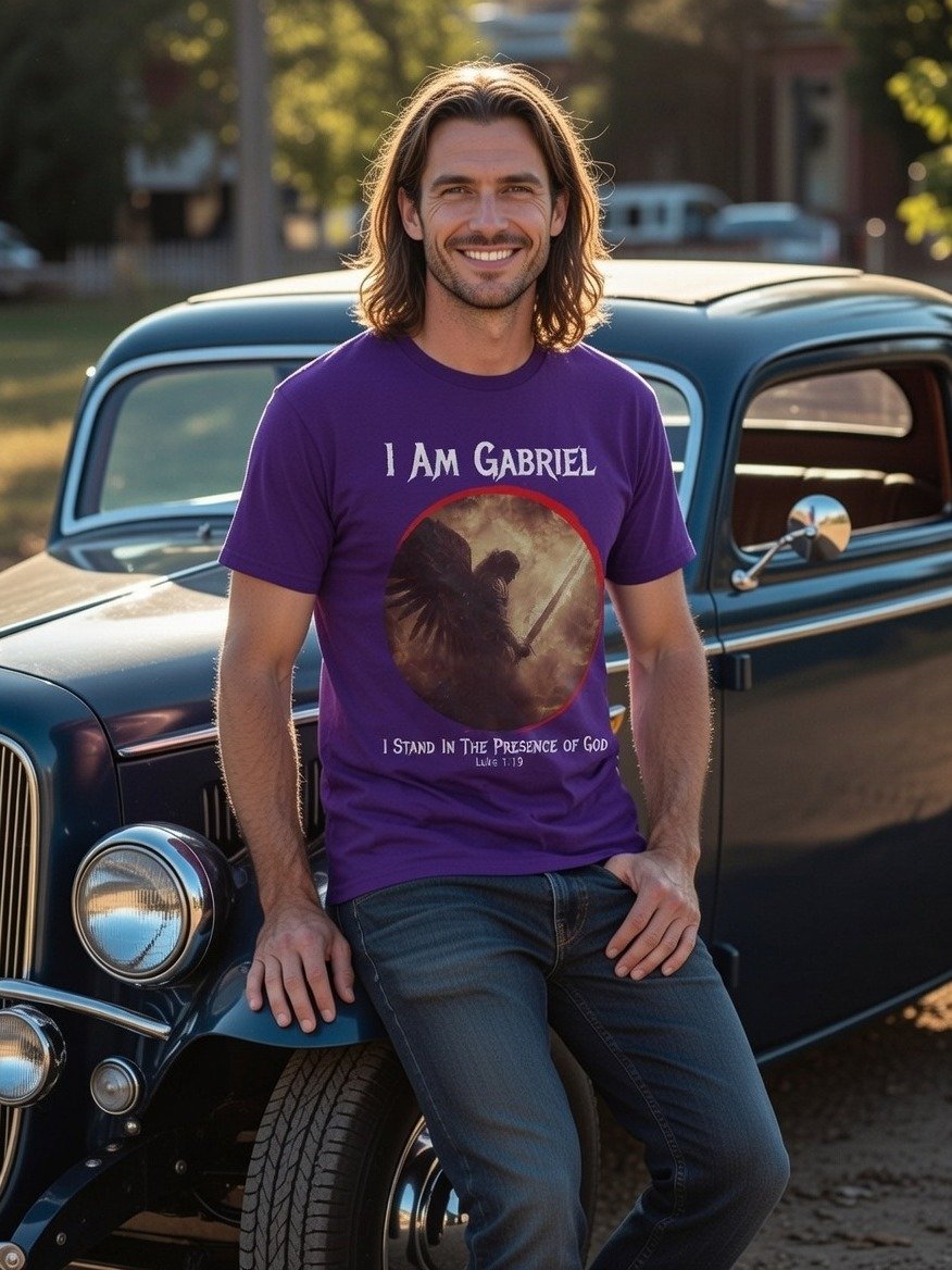 I Am Gabriel Angel T-Shirt - Bible Verse Luke 1:19, Stand in Presence of God Christian Tee product image (34)