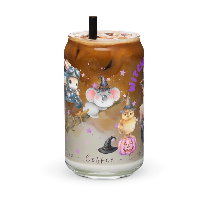 Witches Brew Coven: The Enchanted Gathering Glass Can Tumbler | 16oz | Optional Bamboo Lid & Straw product image (2)