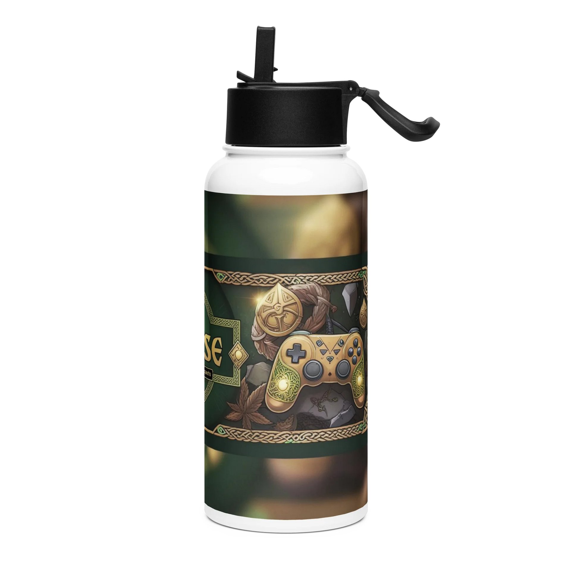 Water bottle with straw lid product image (3)