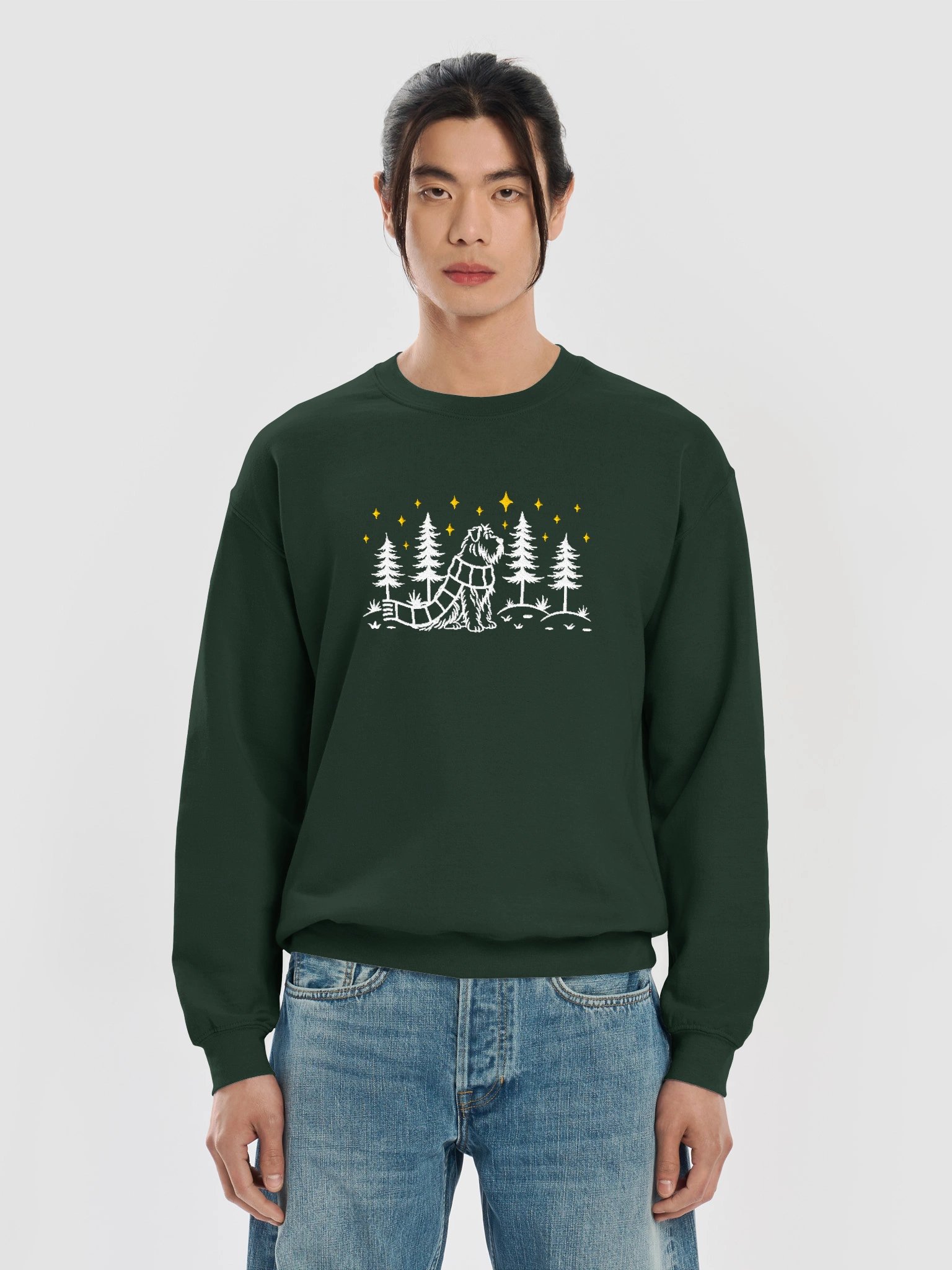 Bouvier des Flandres Winter/Christmas Line Art Design Embroidered Sweatshirt product image (29)