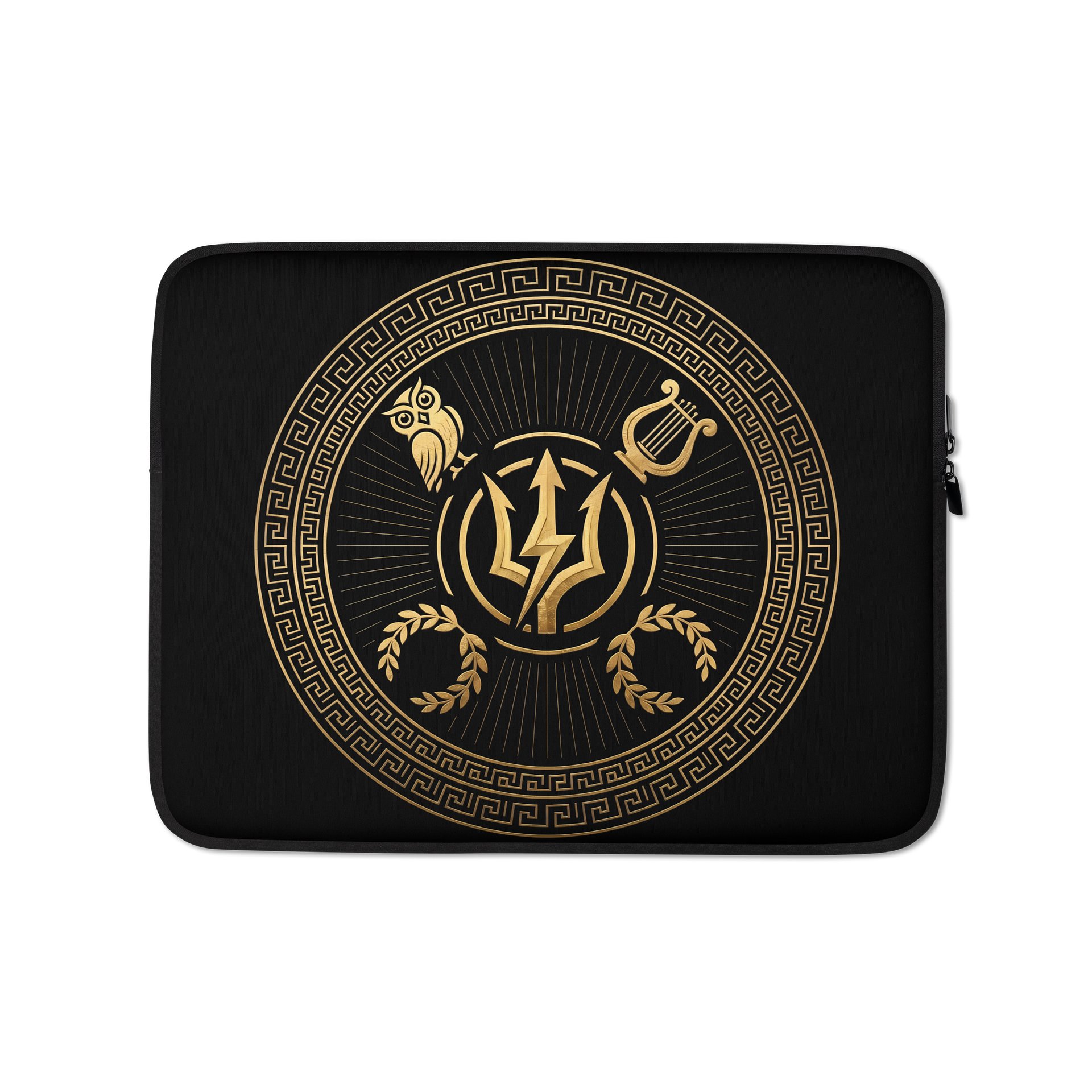 Greek Mythology Trident & Lightning Laptop Sleeve – Gold Medallion Design product image (3)