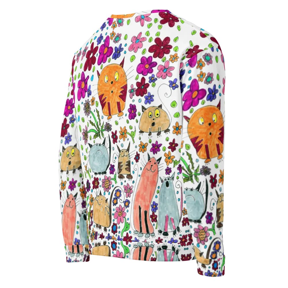 Abstract Floral Doodle Art Cats Unisex Sweatshirt product image (8)