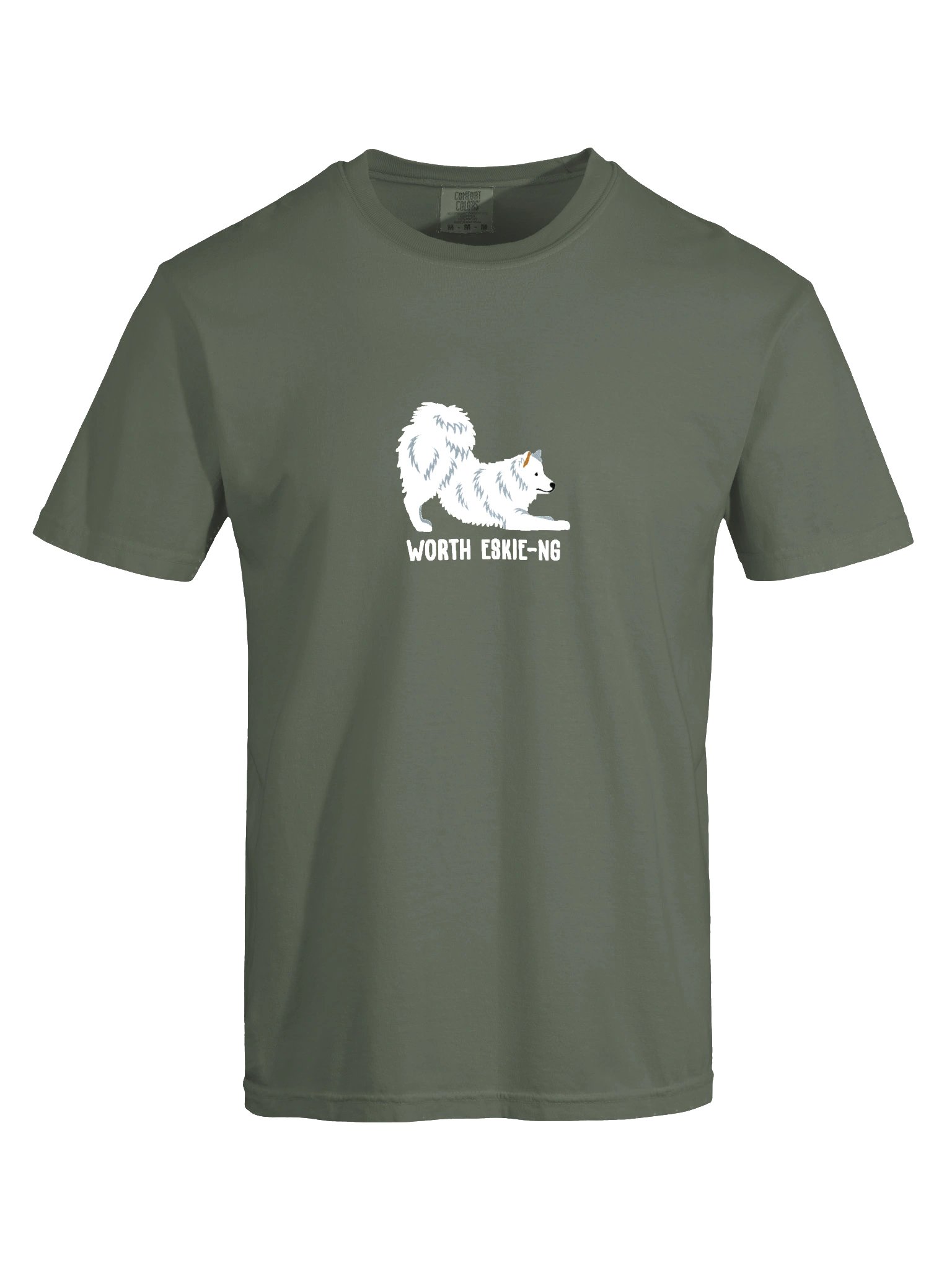 Worth Eskie-ng T-Shirt(Embroidered) of an American Eskimo Dog product image (10)