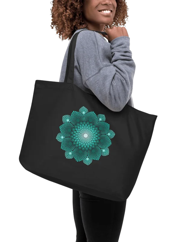 Turquoise Dot Mandala Organic Cotton Tote Bag product image (2)