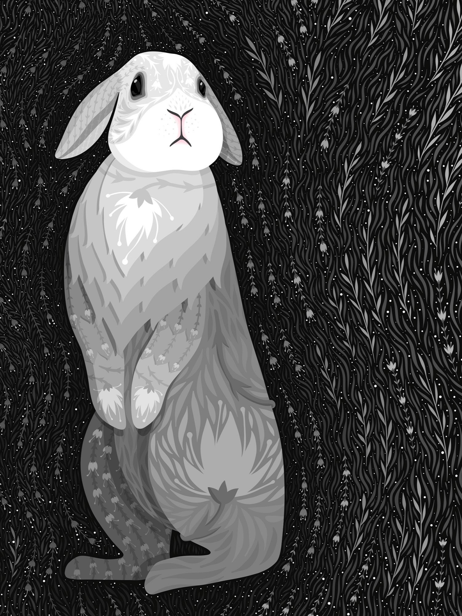 Two Whimsical White Rabbits Art Print product image (5)