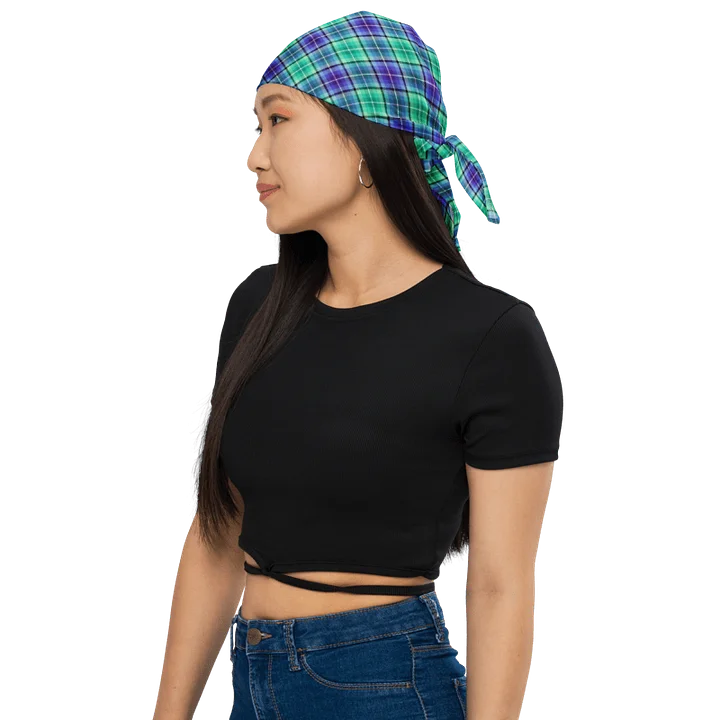 Bright Green and Purple Plaid Bandana product image (1)