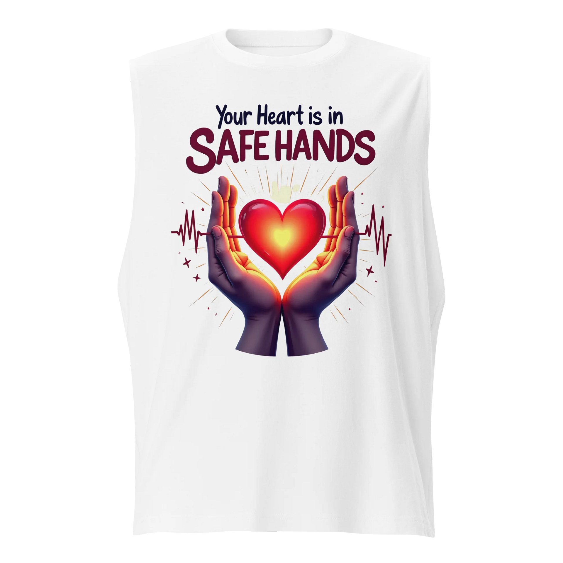 Safe Hands Glowing Heart Muscle Tank product image (1)