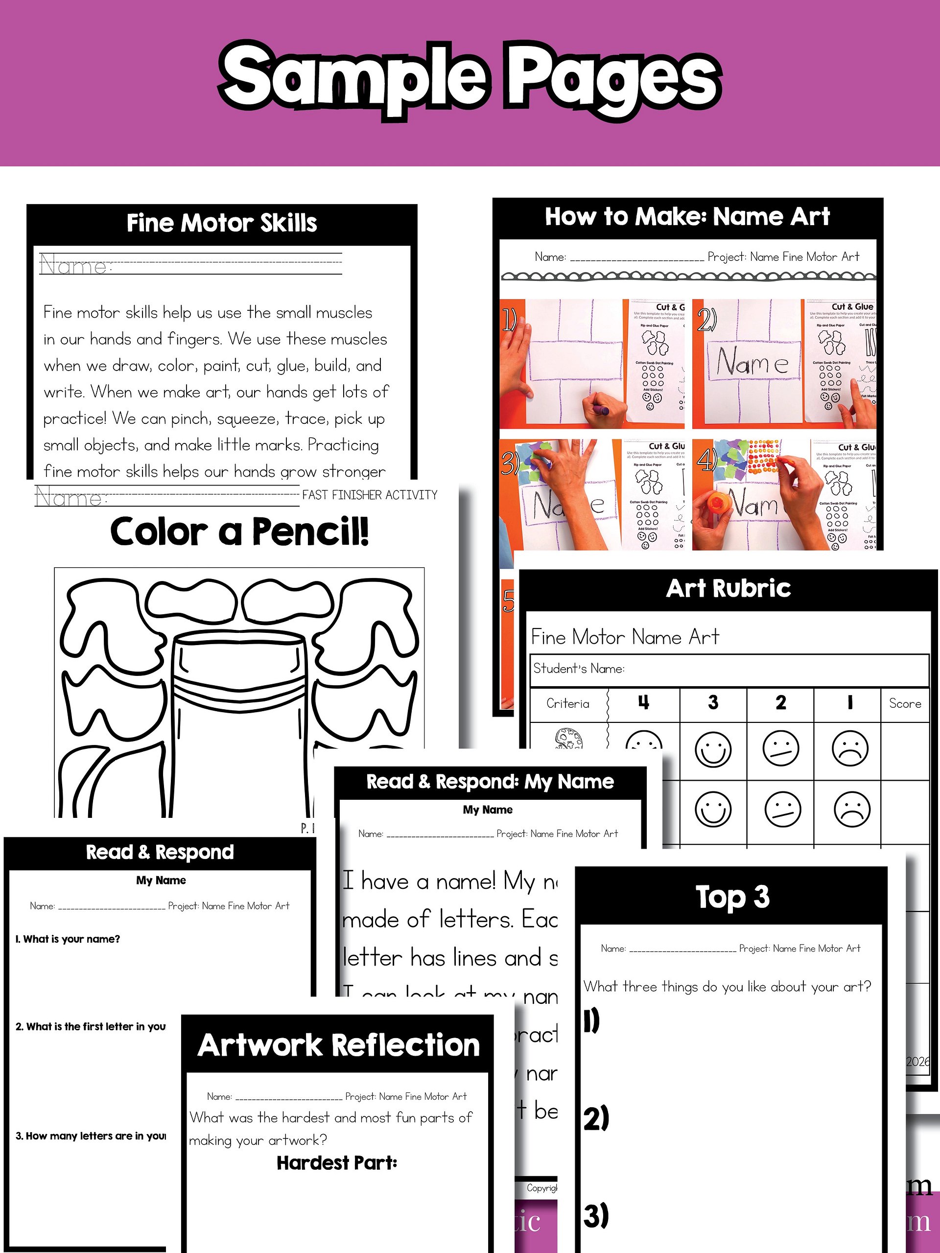 Fine Motor Name Art Lesson Pre K Name Recognition Art Project Preschool Art product image (9)