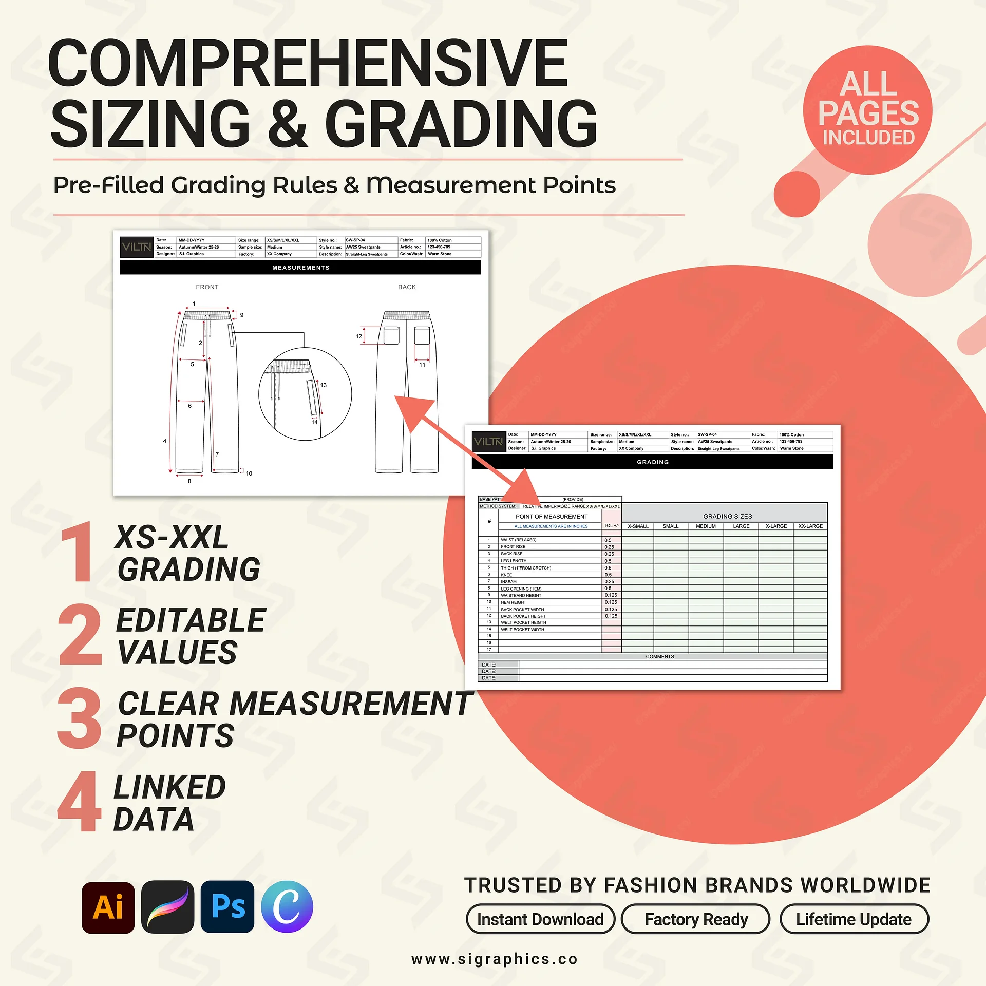 Straight-Leg Sweatpants Tech Pack Template – Editable AI File product image (5)