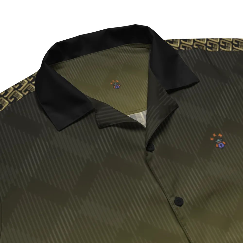 Black and Gold Blessed by God Designer Logo on Back Button-up Shirt product image (3)