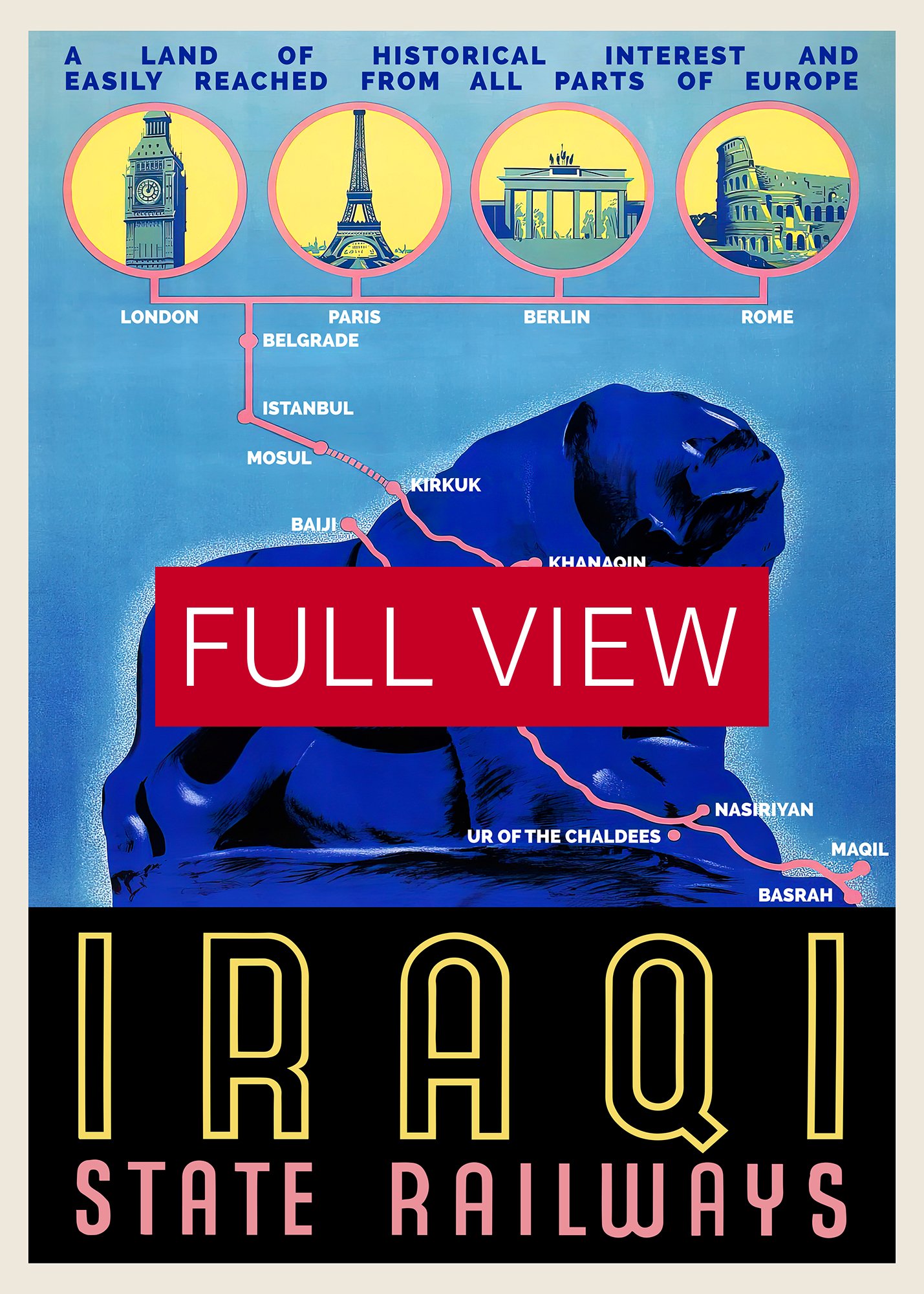 Iraq Railways, Baghdad, Iraq, Middle East. 1930s — retro vintage travel poster, retro travel art, retro travel wall art product image (3)