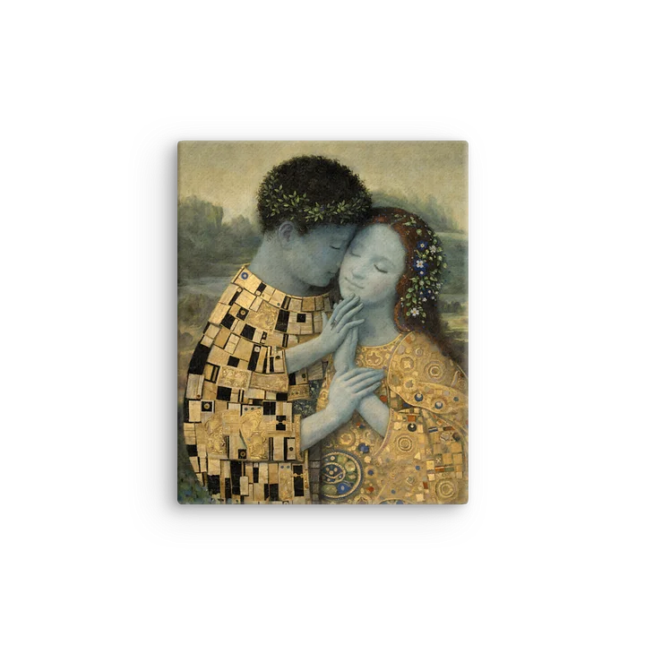 Goldene Umarmung – Moderne Klimt-Interpretation Sleek Slim Canvas Art product image (9)