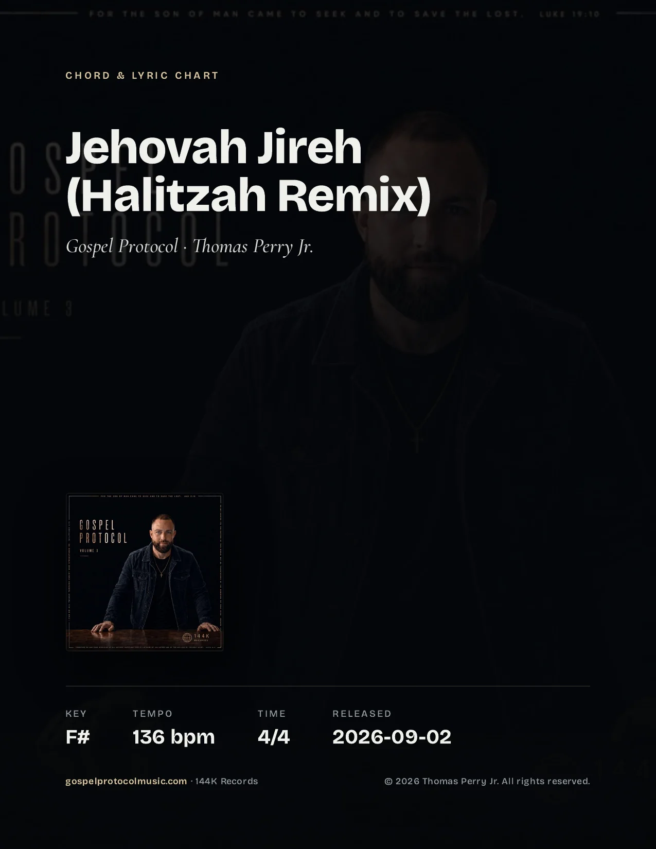 Jehovah Jireh (Halitzah Remix) — Chord & Lyric Chart product image (1)