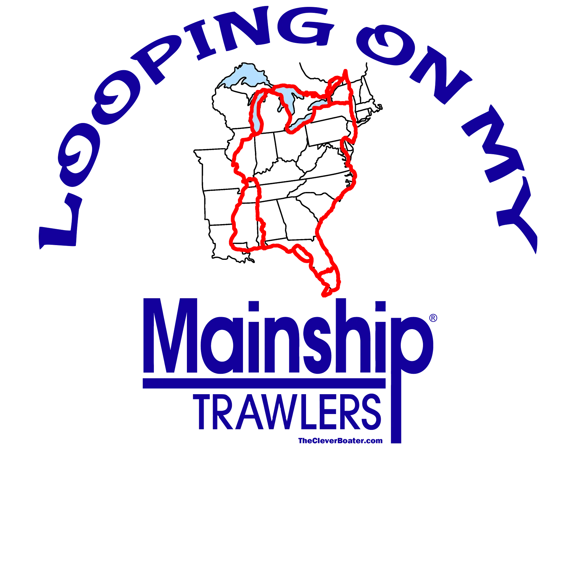 Looping On My Mainship - T-Shirt - Light Shirt w/Blue Logo product image (5)