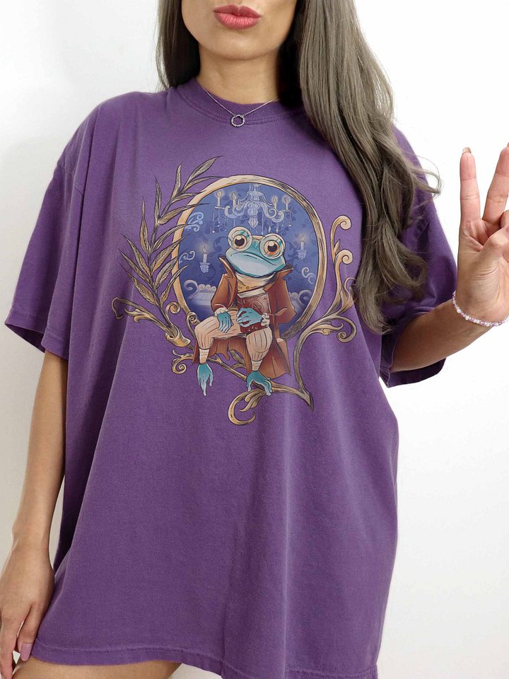 Cottagecore Frog Scholar Shirt – Vintage Frog Reading Tee, Whimsical Storybook Aesthetic product image (2)