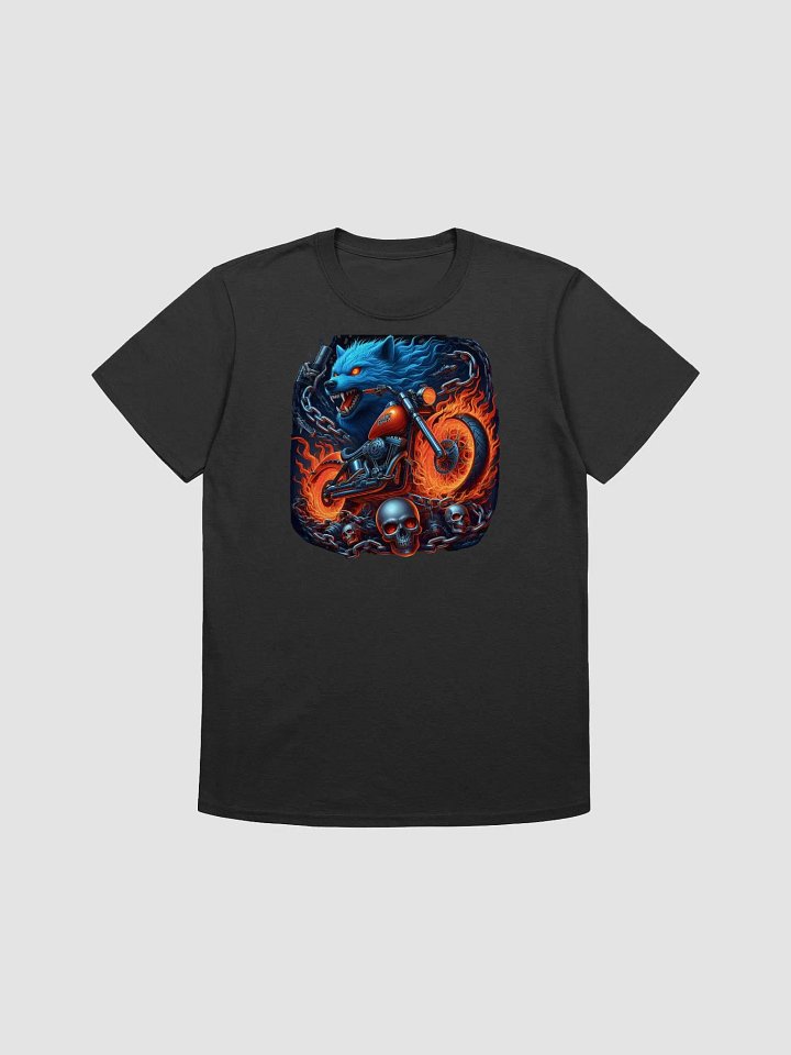 Fierce Wolf and Flaming Motorcycle T-Shirt #10 product image (1)