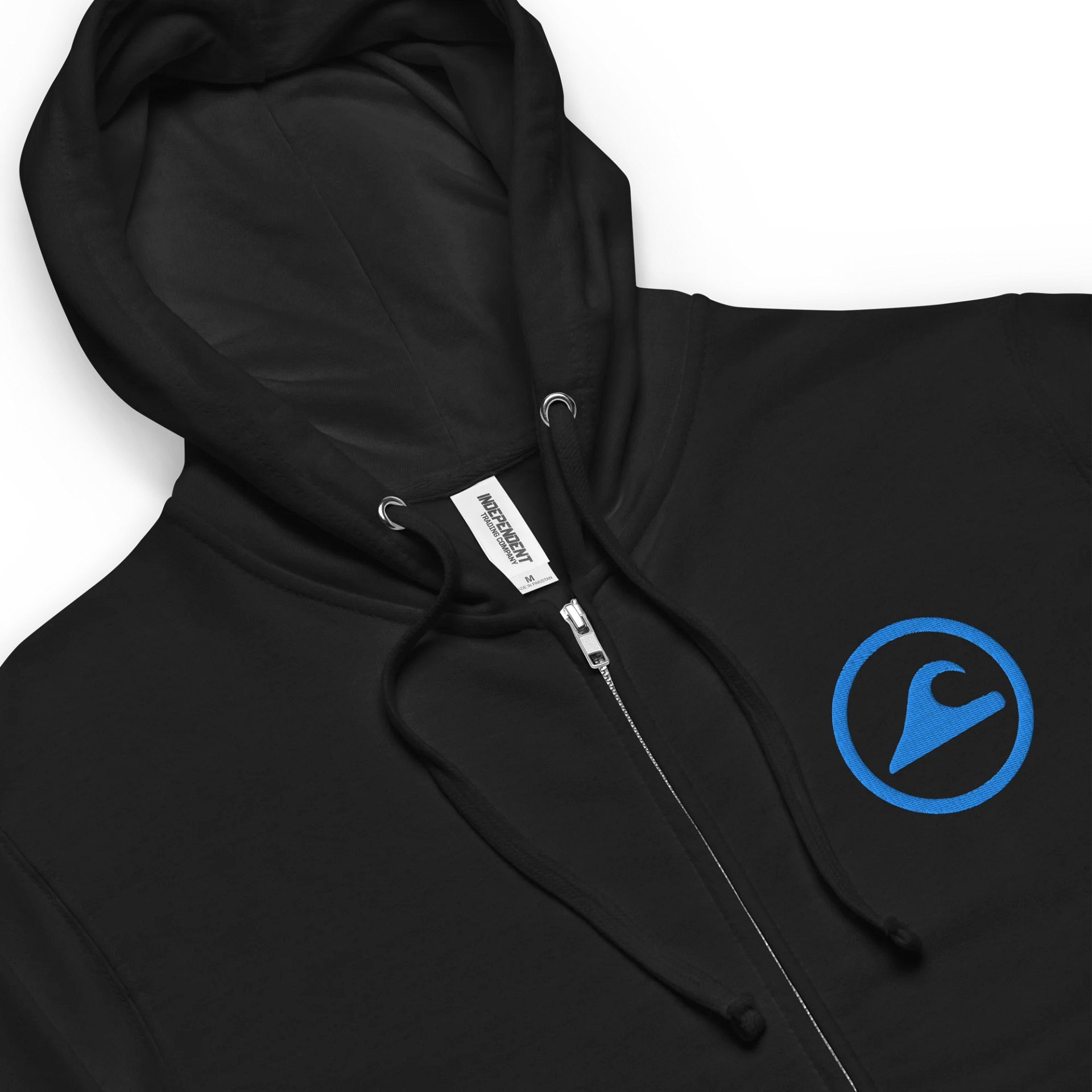Embroidered Wave Rider Fleece Zip-Up Hoodie (Aqua) product image (6)