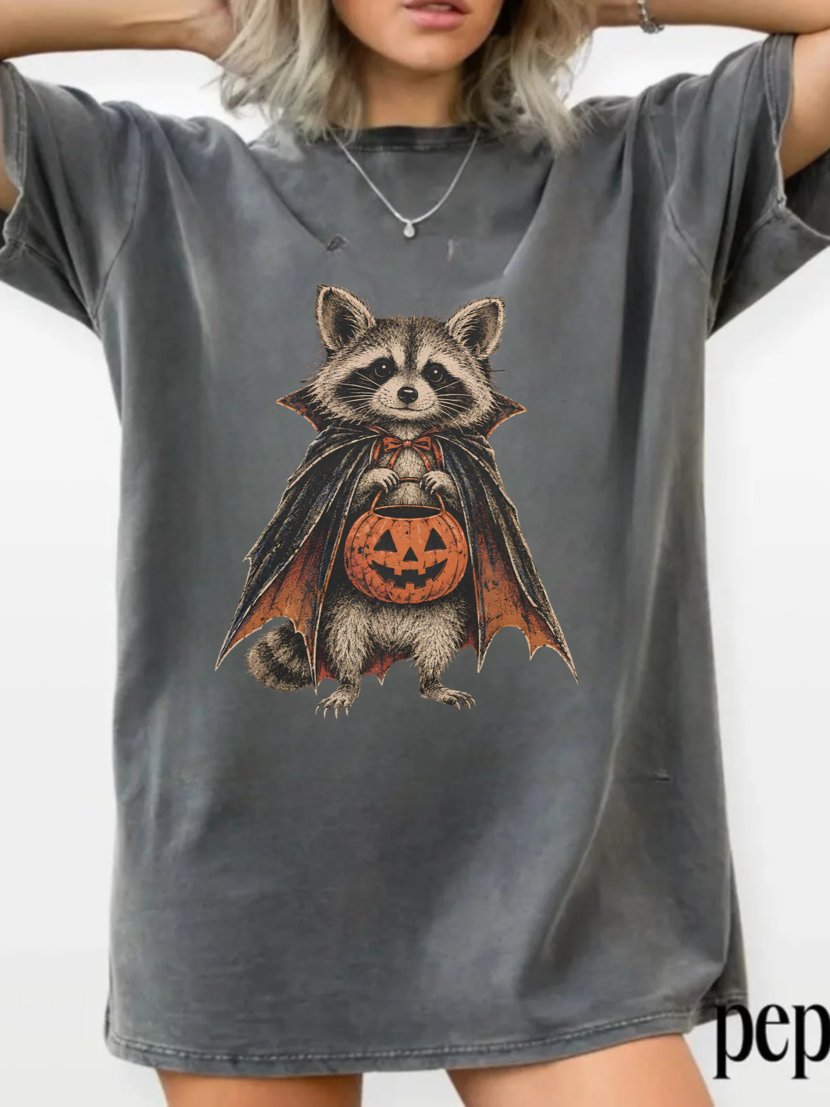 Halloween Raccoon T-Shirt, Cute Pumpkin Raccoon Tee, Vintage Spooky Animal Shirt, Funny Fall Halloween Shirt, Raccoon Lover Gift product image (6)
