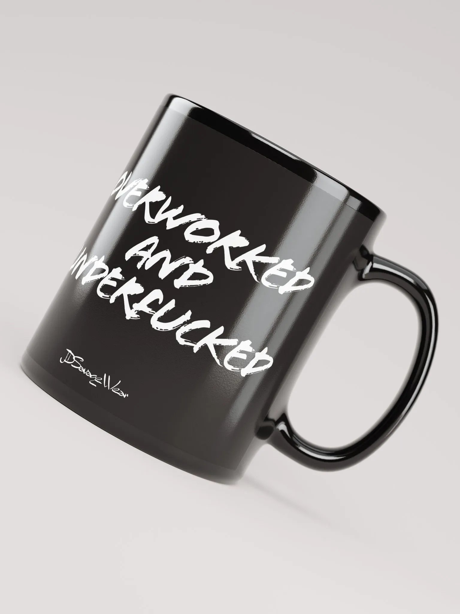 Overworked and UnderFucked Black Glossy Mug product image (2)
