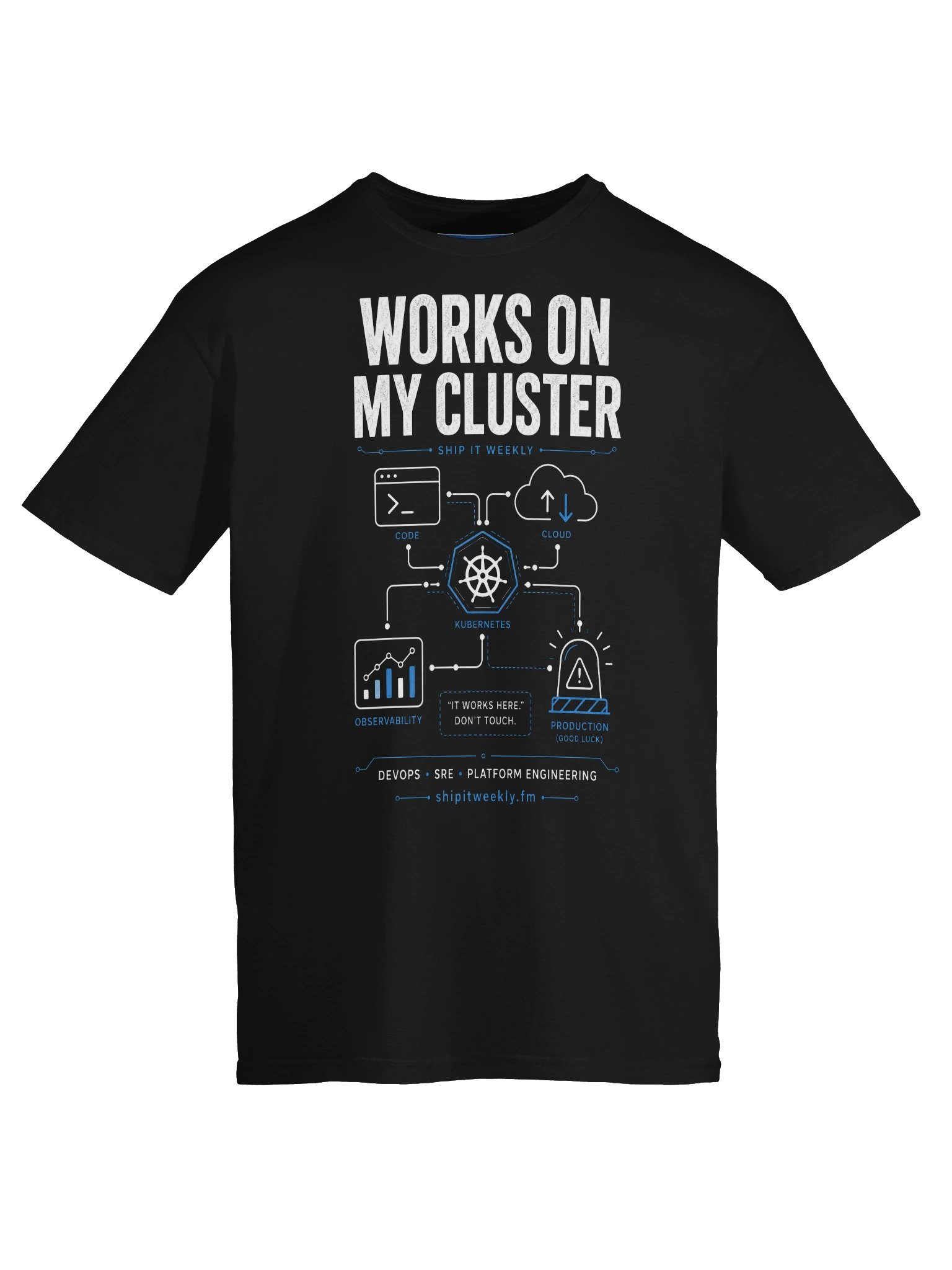 Works On My Cluster | Ship It Weekly DevOps Tee product image (5)