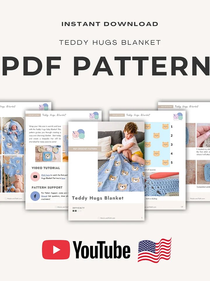 Teddy Hugs Blanket Crochet Pattern product image (2)