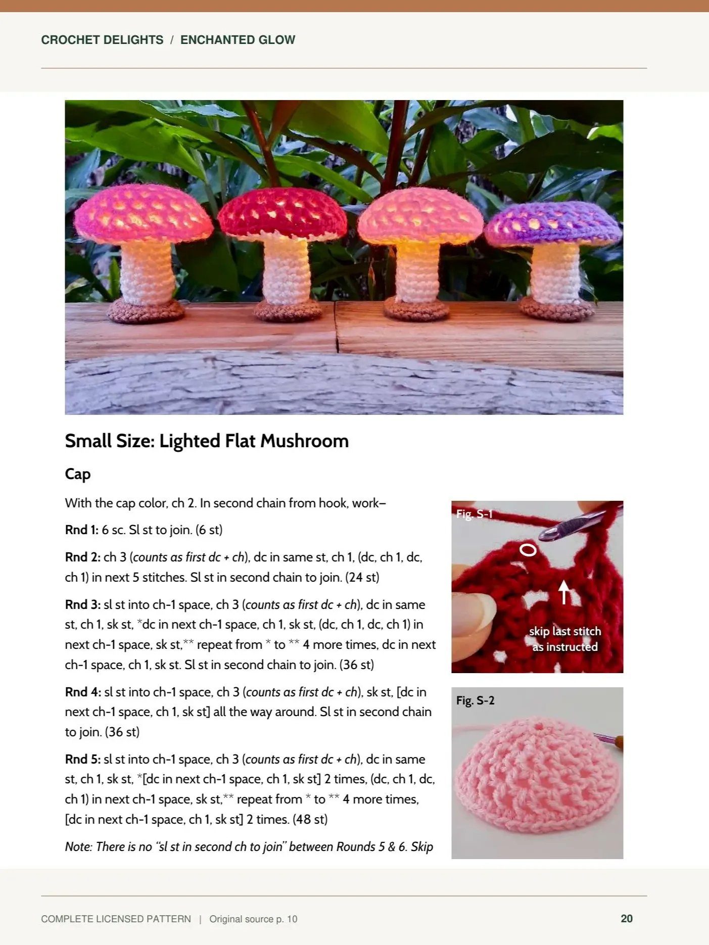 Lighted Crochet Mushroom Patterns PDF – 3 Sizes | Enchanted Glow product image (4)