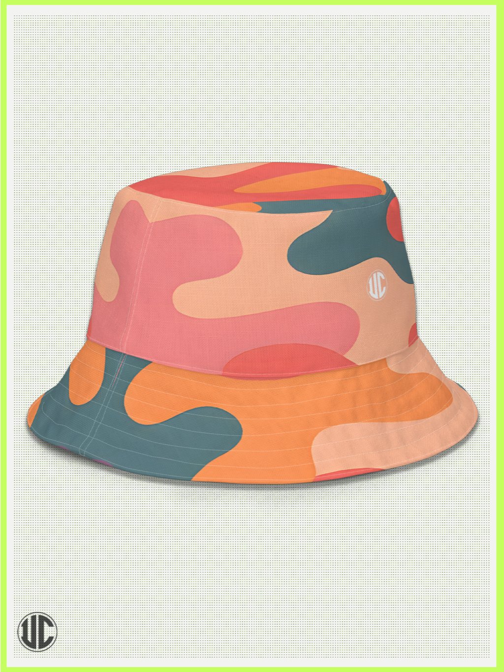 UnkoCon Dual-Side Bucket Hat – Digital Wave × Coral Camo product image (4)