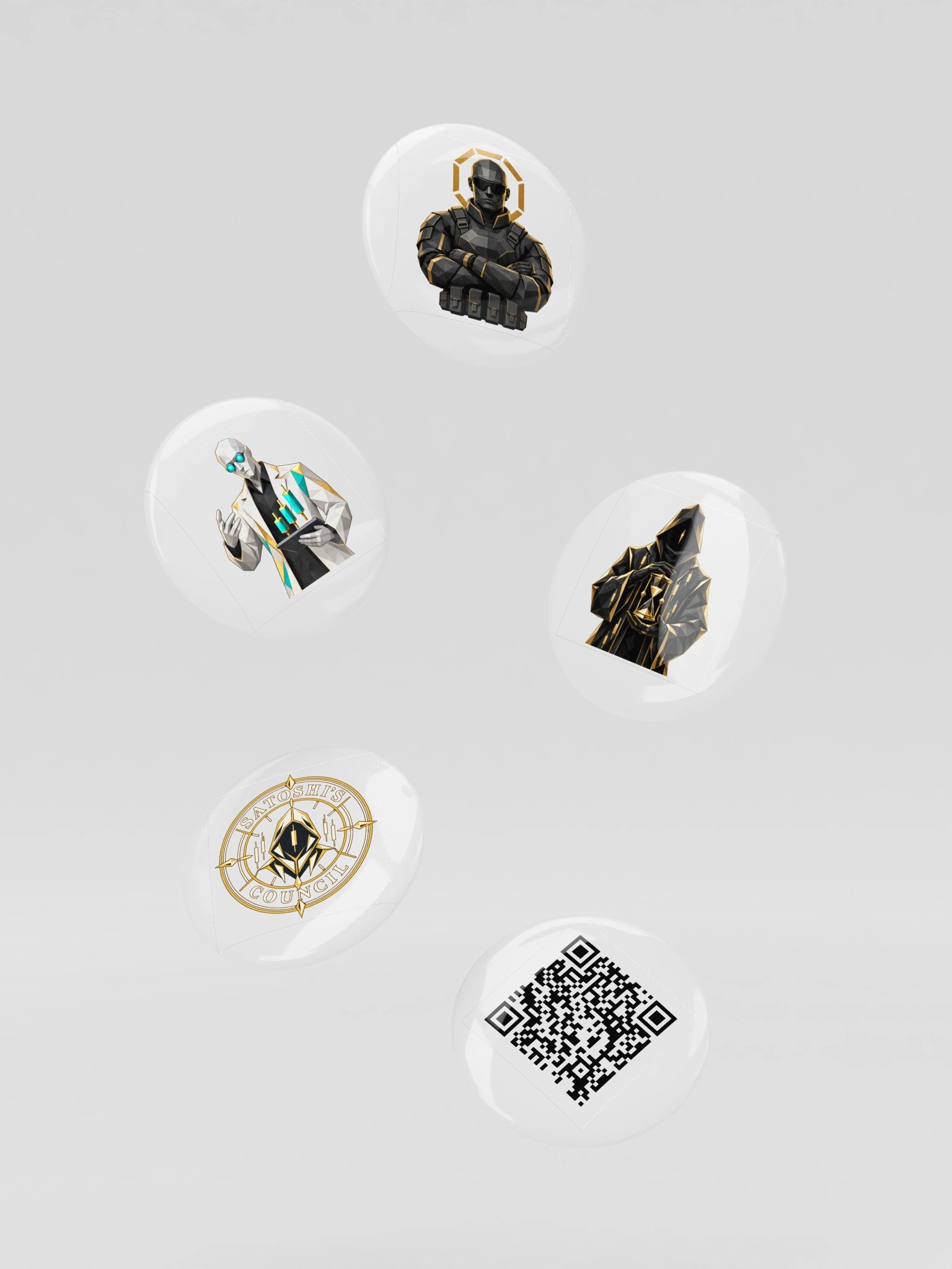 Satoshi’s Council — Five-Piece Desk Button Set product image (3)