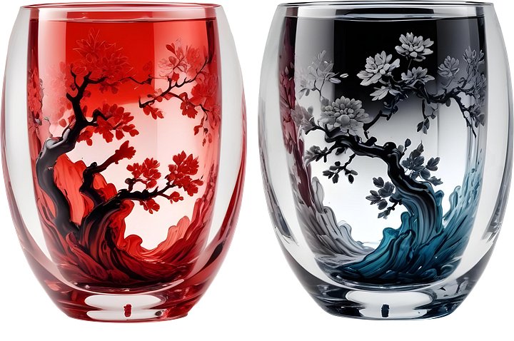 Chinese Glass Tumblers – Dual Harmony Collection PNG product image (1)