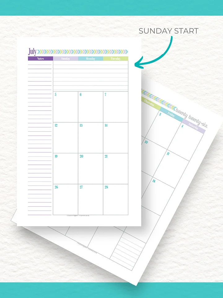 Pretty in Pastel- 26/27 Calendar - 2 Pages per Month - Half Letter Size product image (2)