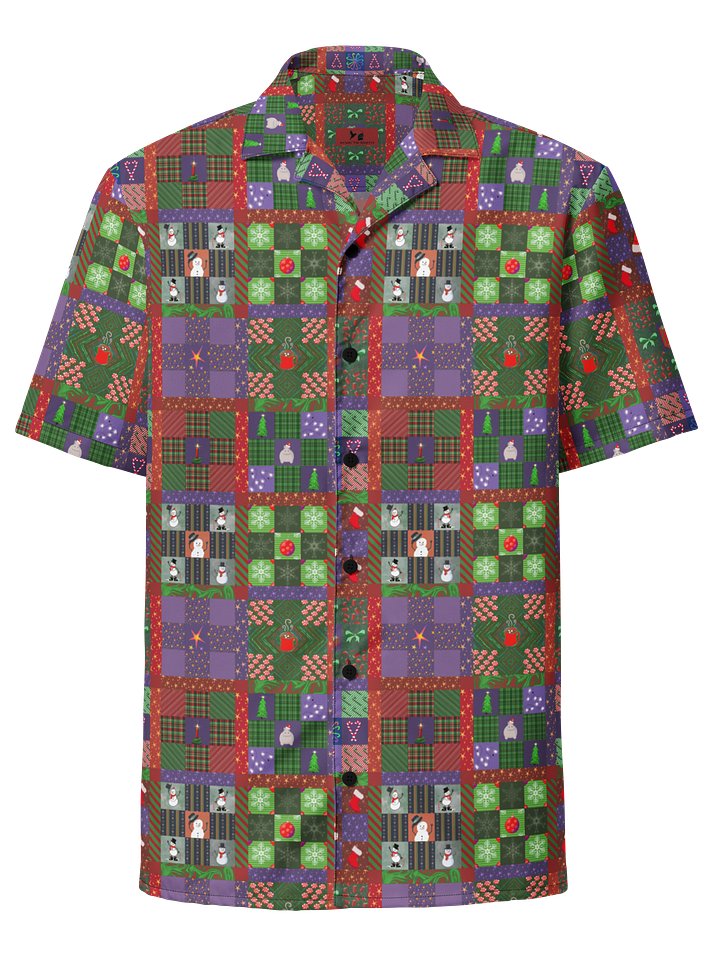 Christmas Patchwork Oversized Button Down Shirt product image (1)