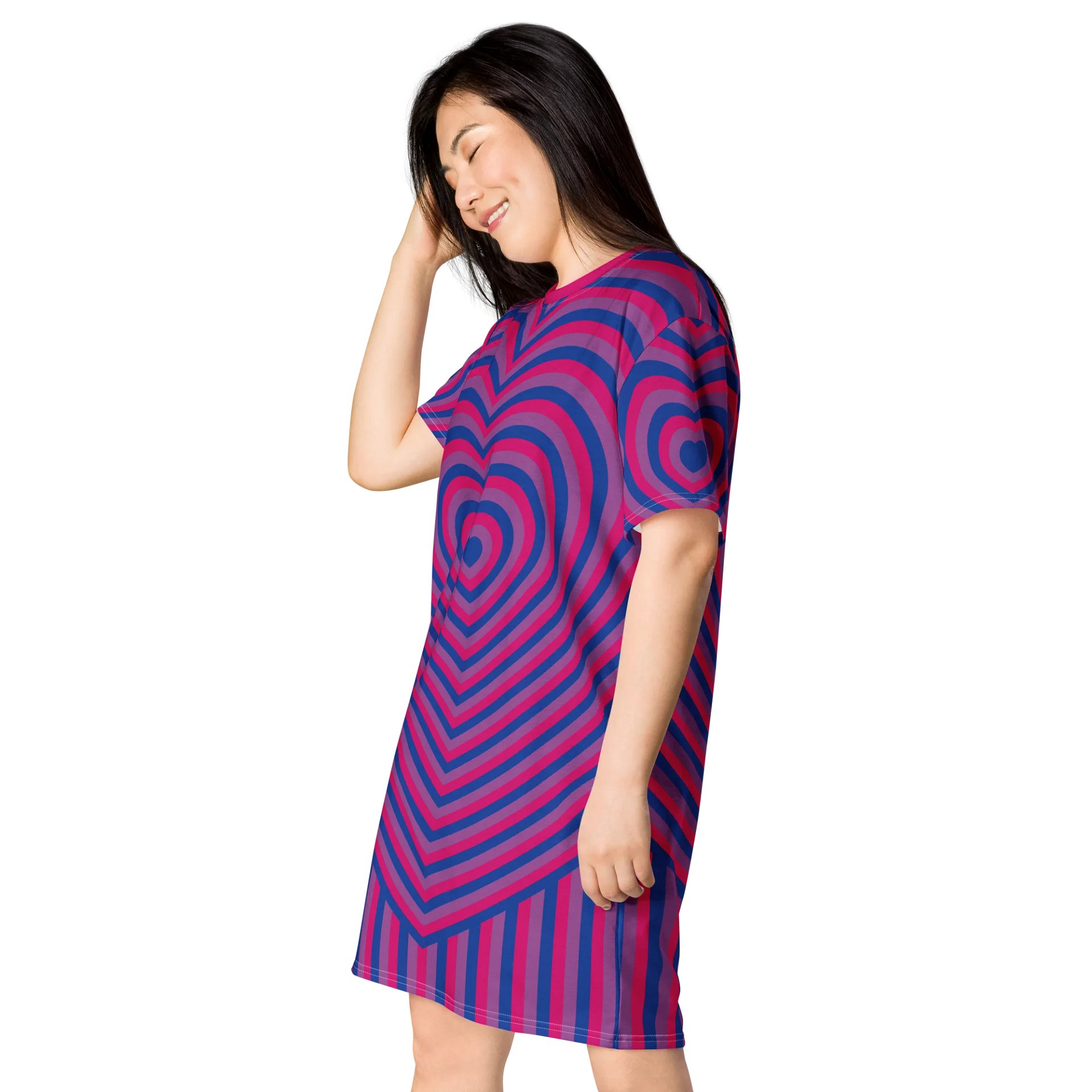 Bisexual Pride Hearts T-shirt Dress product image (3)