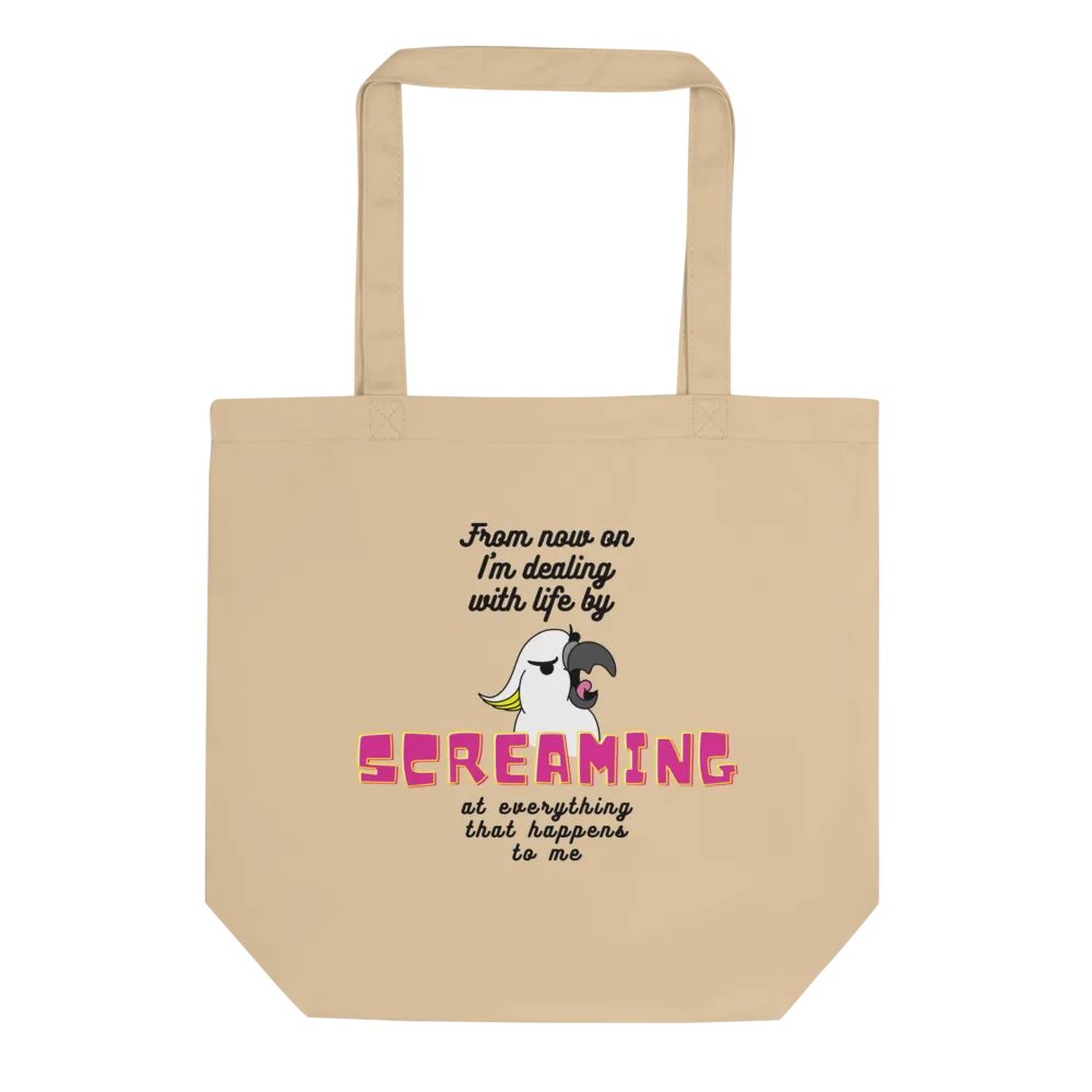 Screaming Cockatoo With Text Totebag / Oyster product image (1)