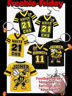 It’s FREEBIE FRIDAY! 🏈 This week’s freebie is a Football Shirt Jersey Template you can customize for your own football designs, team colors, names, numbers, mascots, and more. You’ll also get access to the video tutorial showing you how to work with the template and bring your design to life. Want the FREE template + video? You can find on Exotic Party Creations 🖤💛 . Link in Bio Perfect for creating football earrings, keychains, fan gear, and other custom projects. #FreebieFriday #FootballTemplate #JerseyTemplate #CanvaTemplate #FootballCrafts  